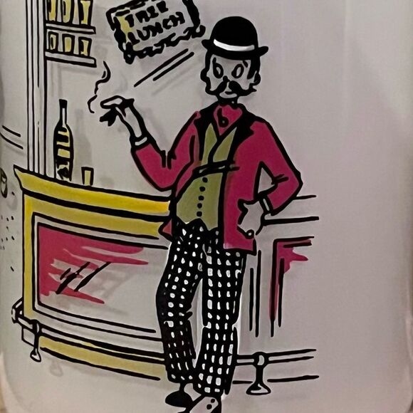 MCM Frosted Heavy Beer Mug Bar Scene Free Lunch - Picture 2 of 12